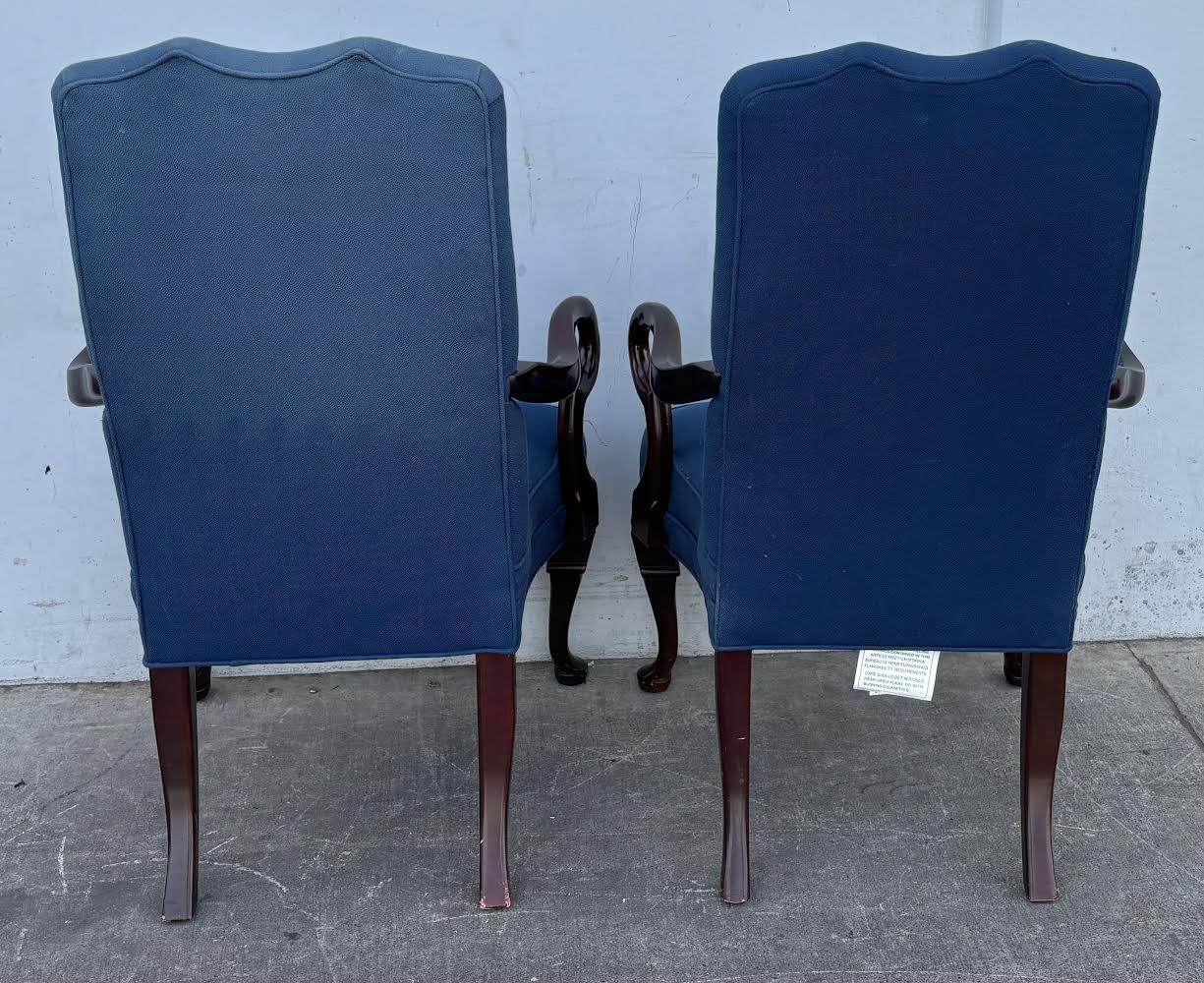 2 Navy Upholstered Gooseneck Armchairs