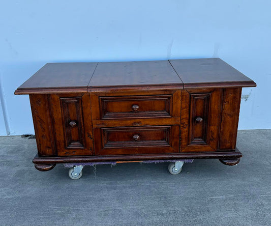 Dark wood coffee table lift top storage