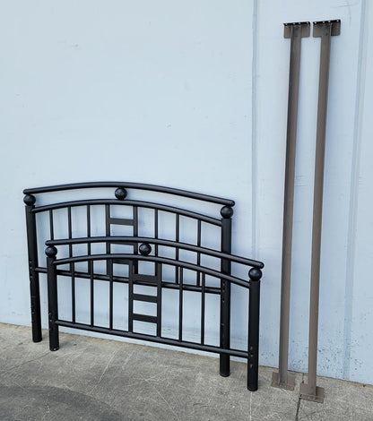 Black metal full size bed frame