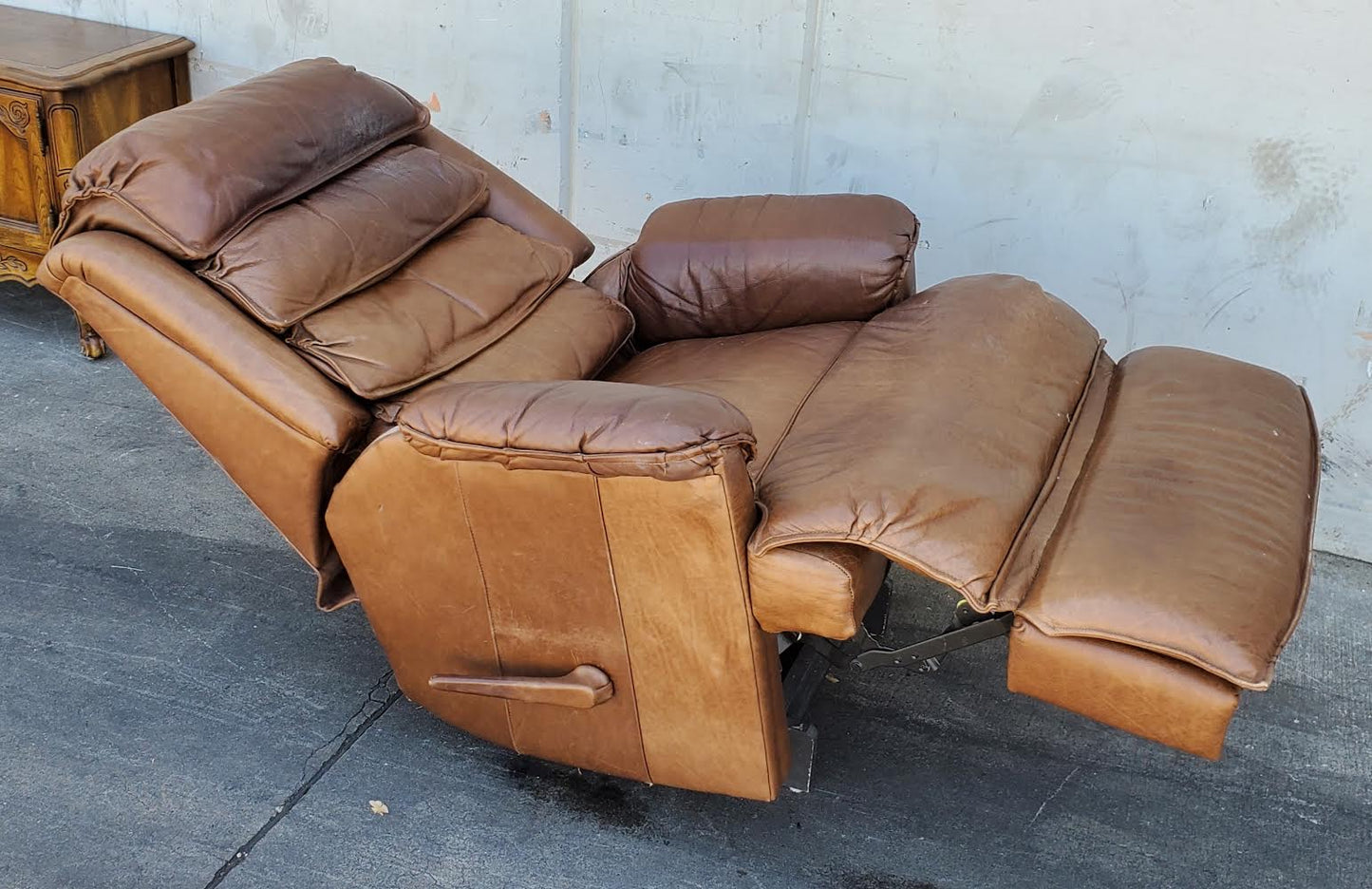 brown faux leather recliner armchair