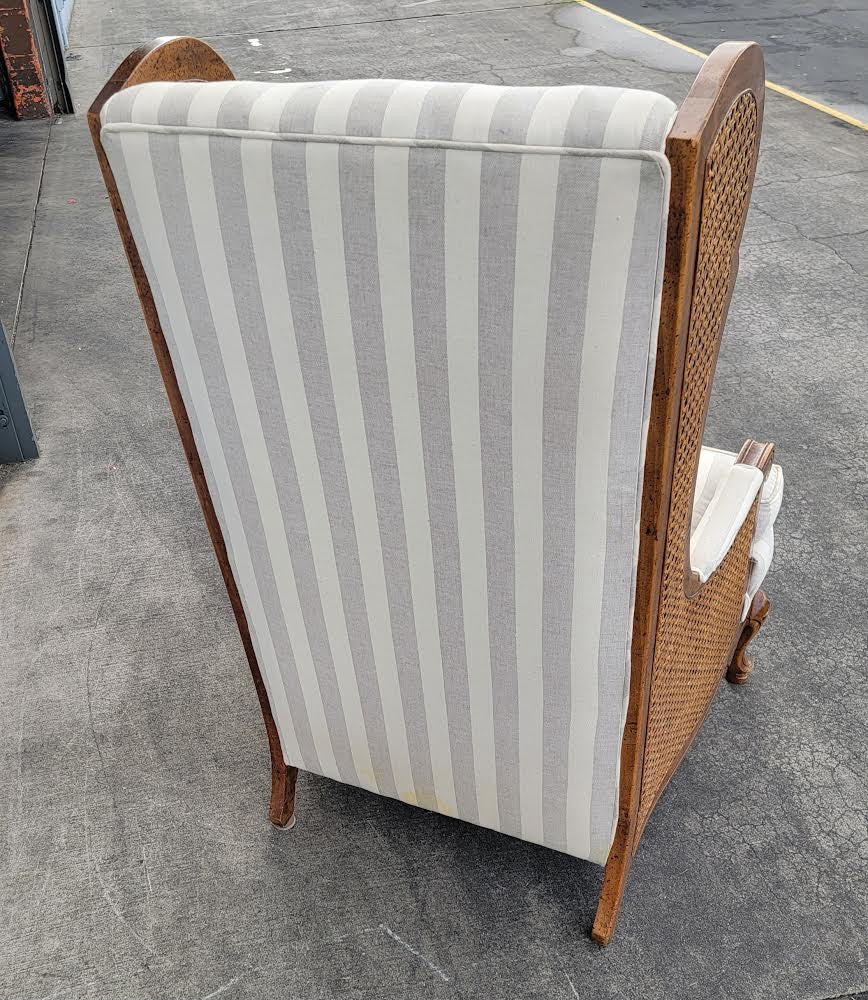 wicker/cane/rattan striped armchair vintage