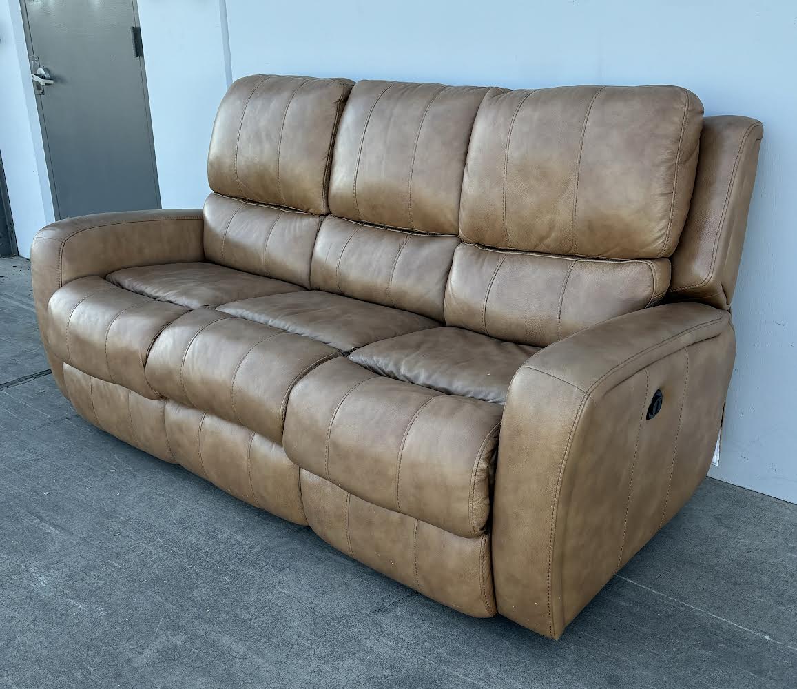 Light Brown Leather Reclining Sofa