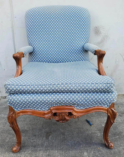 Antique/vintage French style blue armchair