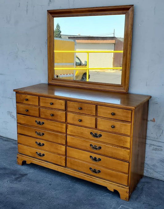light wood dresser with mirror mid century