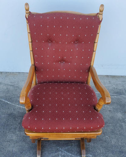towne square rocking armchair red cushion light wood