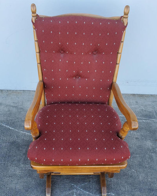 towne square rocking armchair red cushion light wood