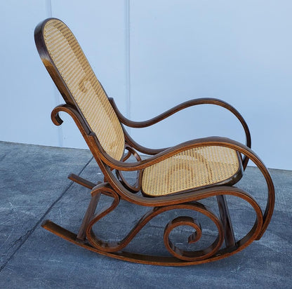 thonet style bentwood vintage rocking armchair wicker/rattan/cane seat