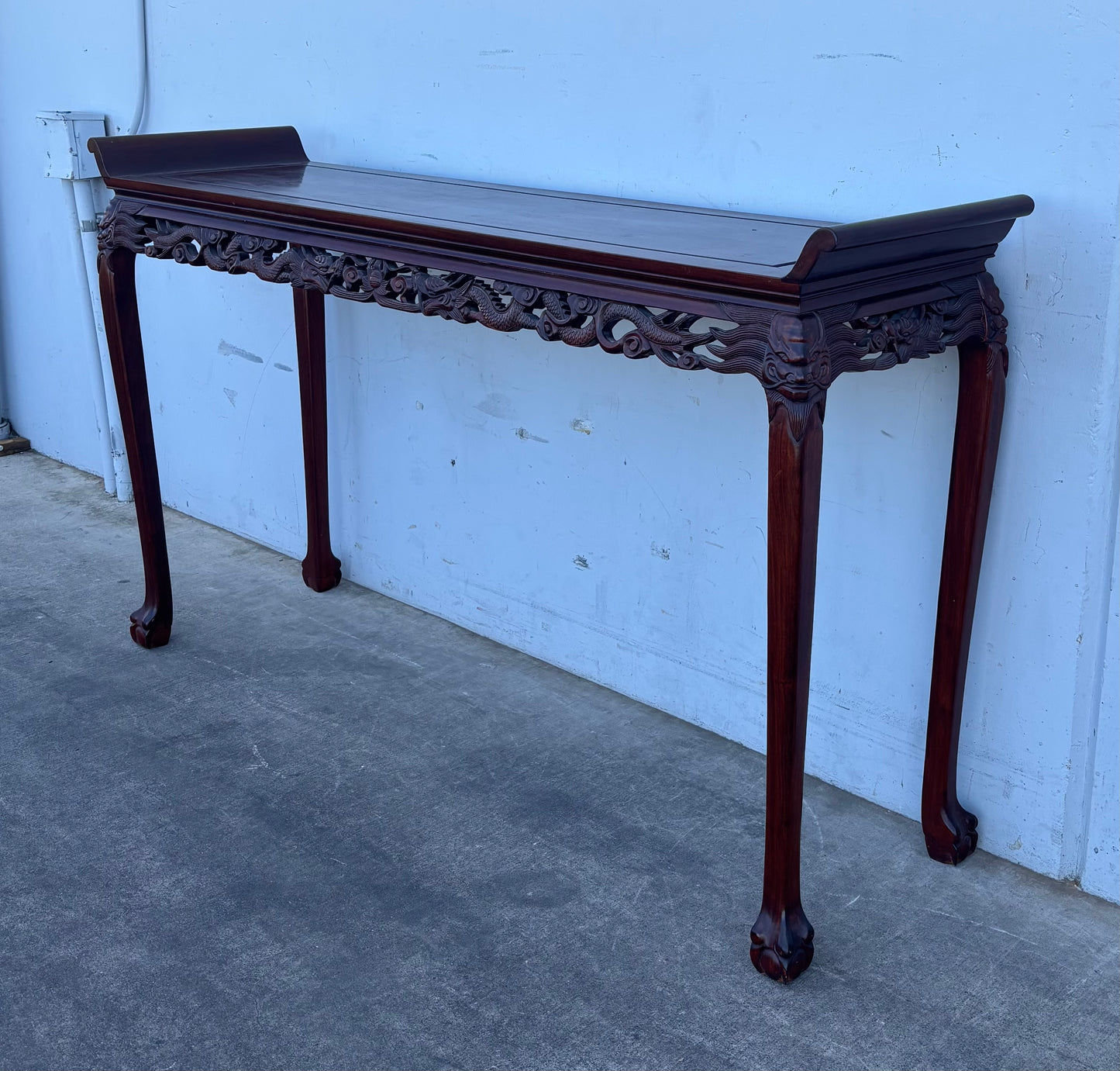 Chinese style carved ornate rosewood antique console table