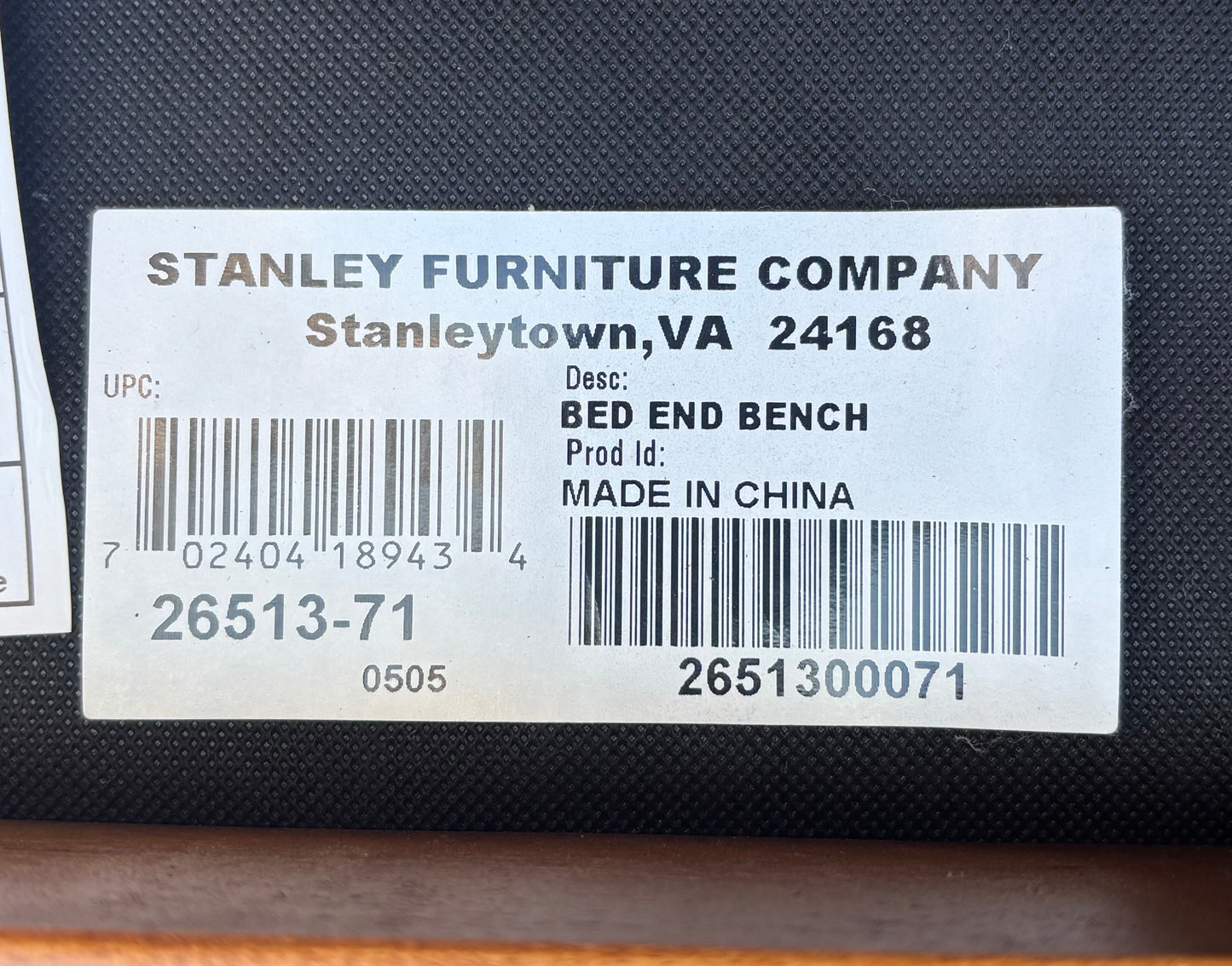 Stanley bed end bench