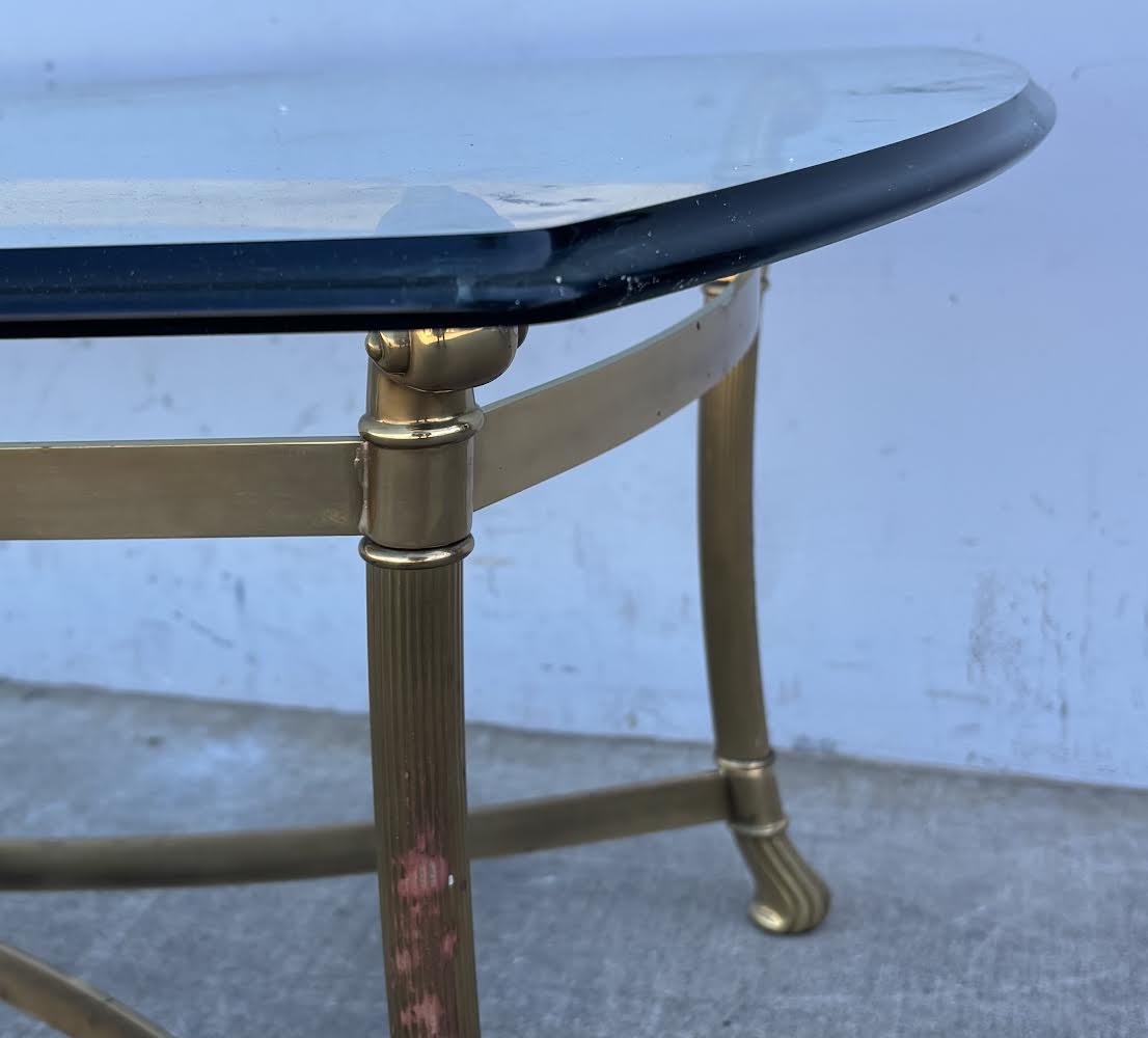 Vintage Brass & Glass Coffee Table Mid Century Style