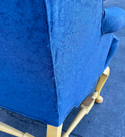 Pair of Vintage Blue Wingback Armchairs