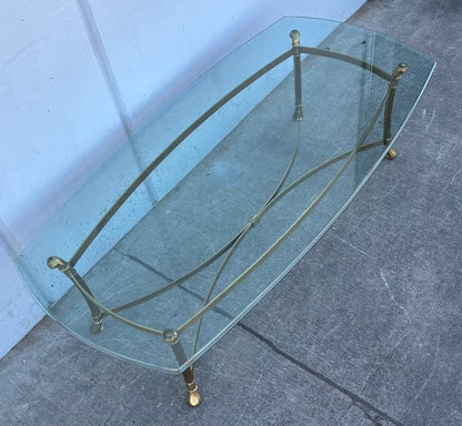 Vintage Brass & Glass Coffee Table Mid Century Style