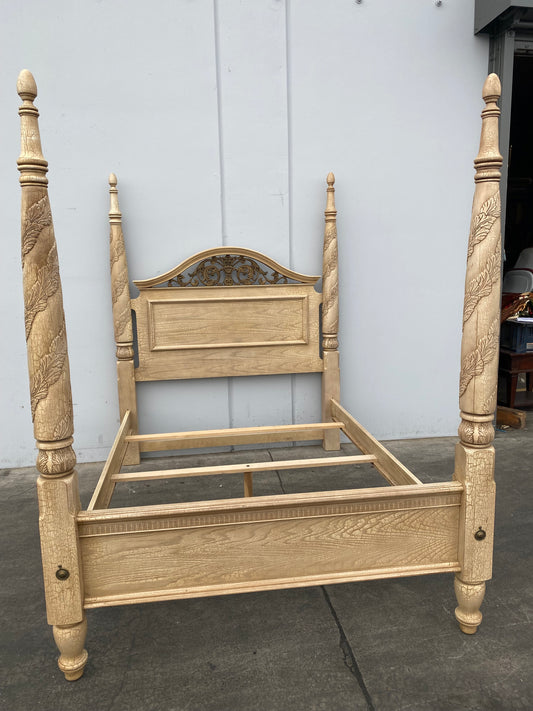 queen size 4 poster bed frame antique/ vintage light wood