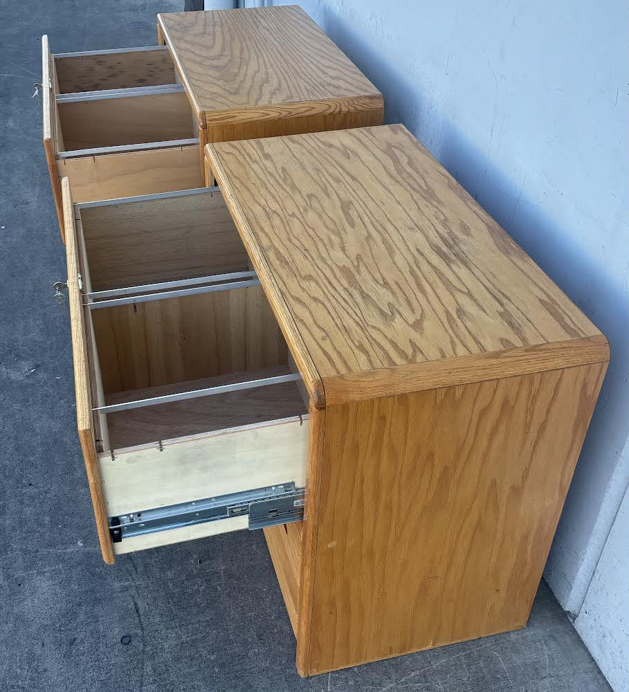 2 Matching Solid Wood Filing Cabinets