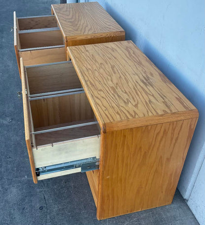 2 Matching Solid Wood Filing Cabinets