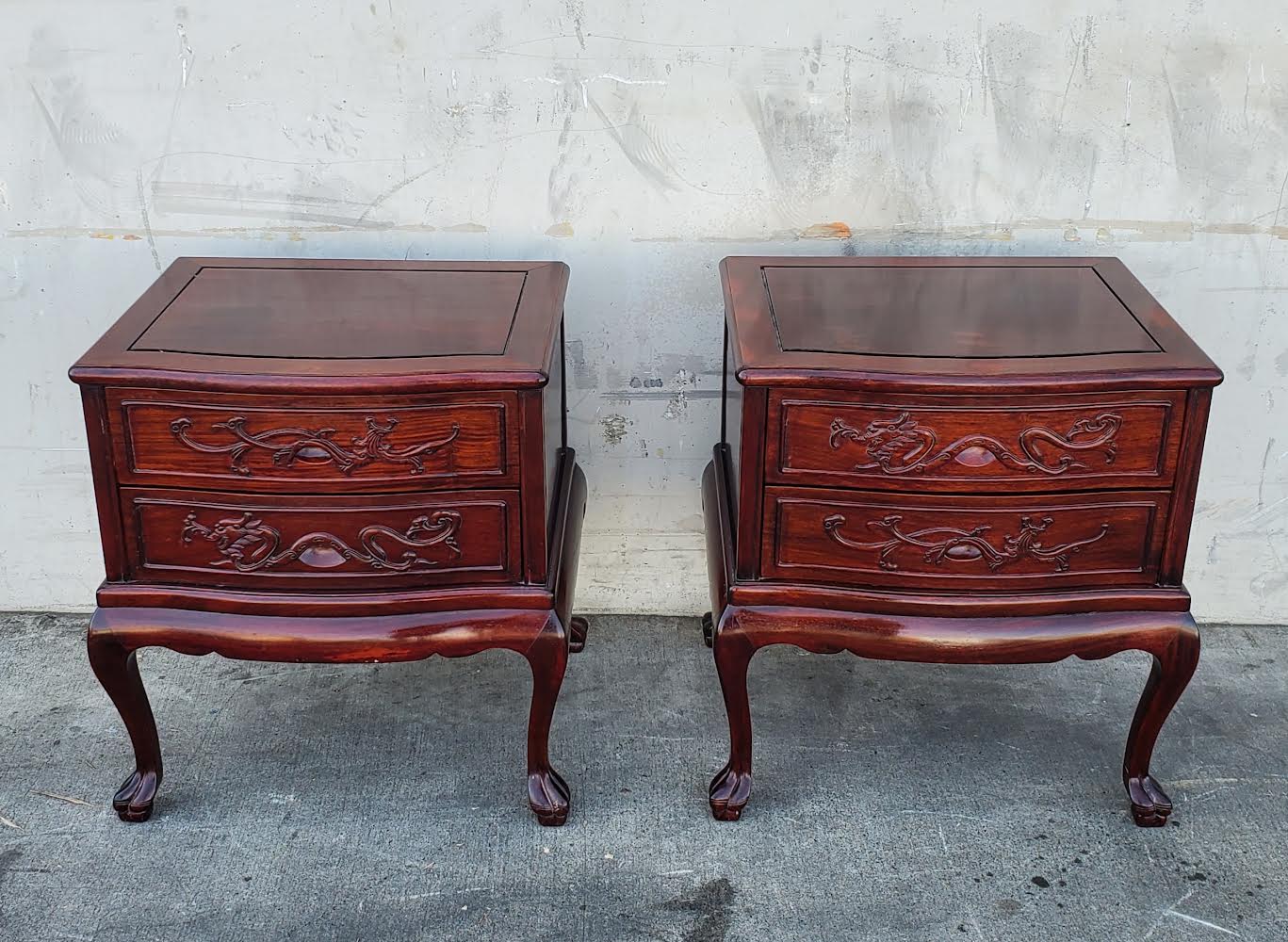 Nightstands/end/side tables (2) mahogany/cherry two dovetail style drawers