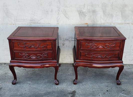 Nightstands/end/side tables (2) mahogany/cherry two dovetail style drawers