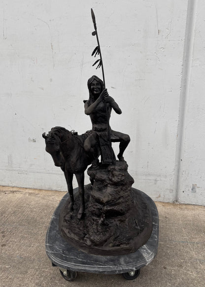 bronze statue After Marshall Mitchell: old coon foot and young brave