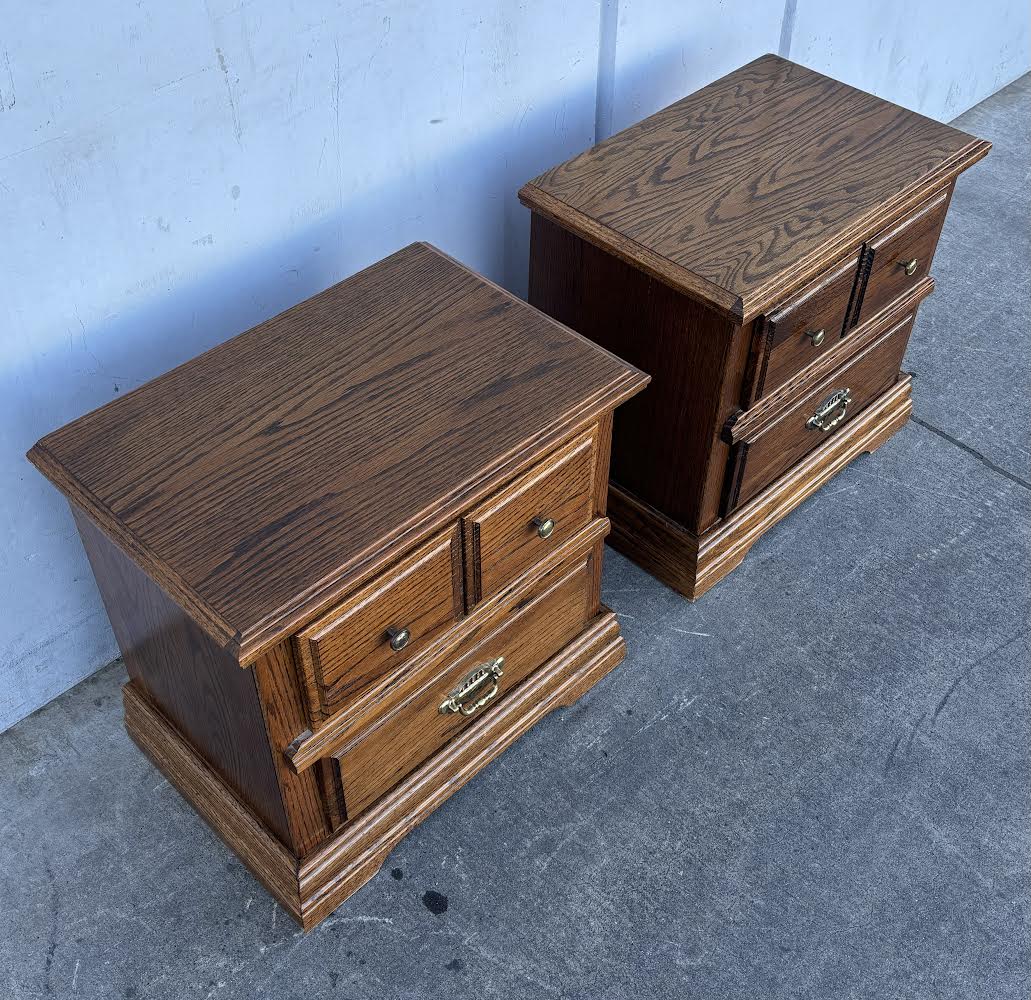 Matching 2 Drawer Wooden Night Stands