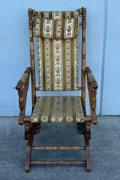 Vintage 19th Century Rug Upholstered Rocker/ rocking chair