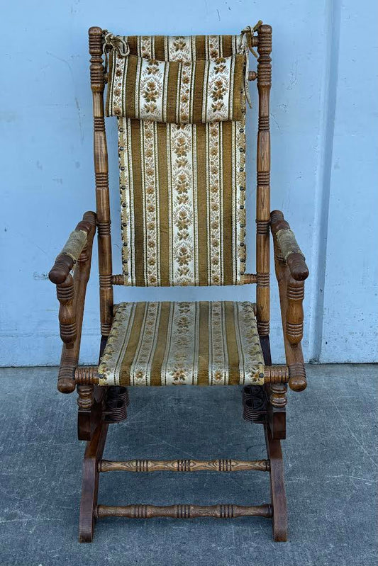 Vintage 19th Century Rug Upholstered Rocker/ rocking chair