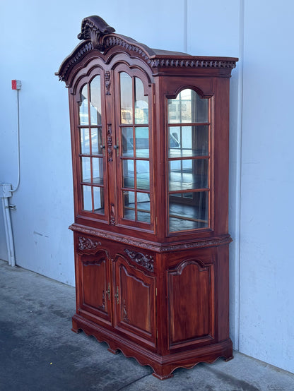 mahogany/ cherry china hutch display cabinet antique/ vintage