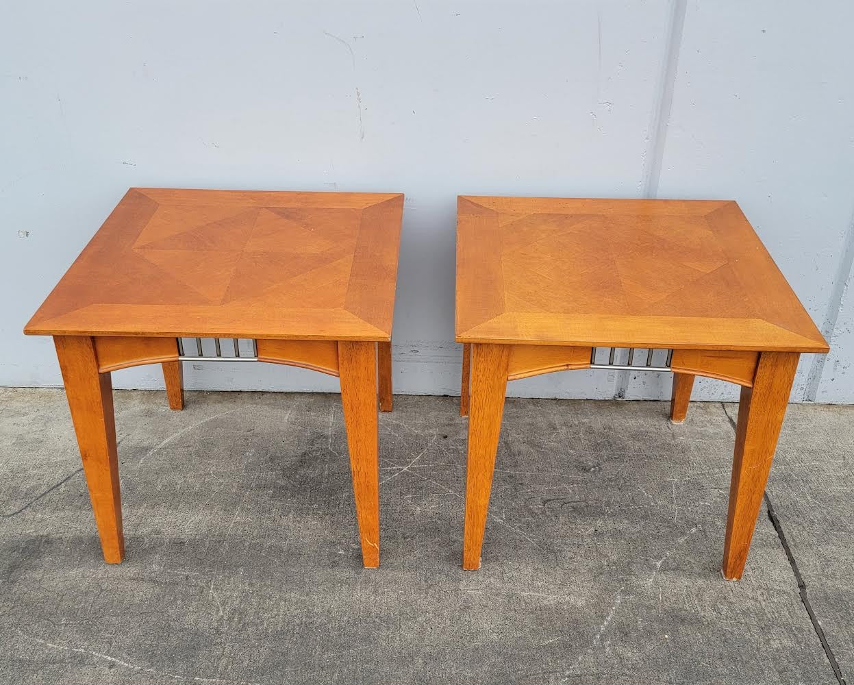 light wood (2) end/side tables mid century modern