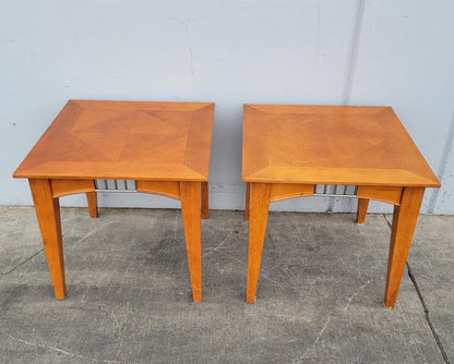 light wood (2) end/side tables mid century modern