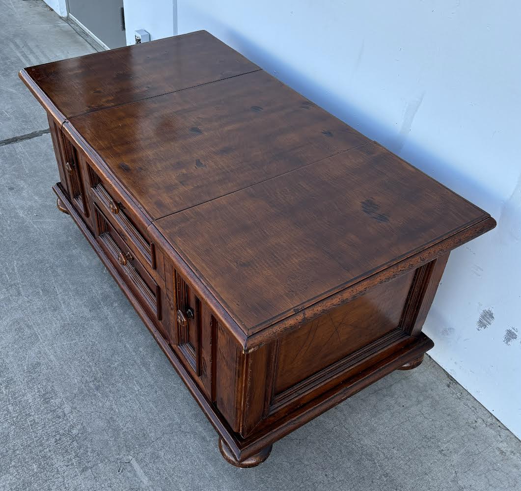 Dark wood coffee table lift top storage