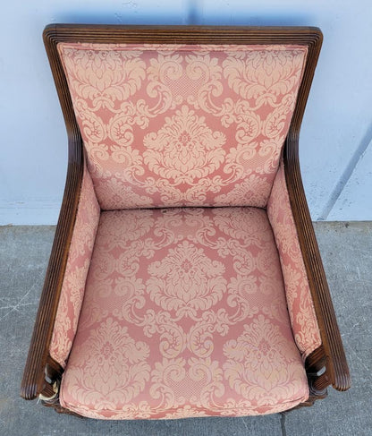 Pink dark wood bergere armchair antique/vintage