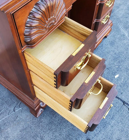 Solid mahogany block front chippendale style chest of drawers/dresser