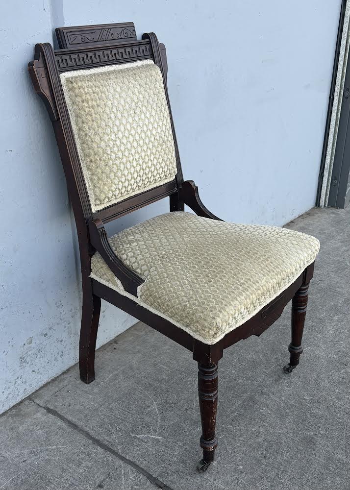 Antique Parlor Side Chair Vintage Carved Wood