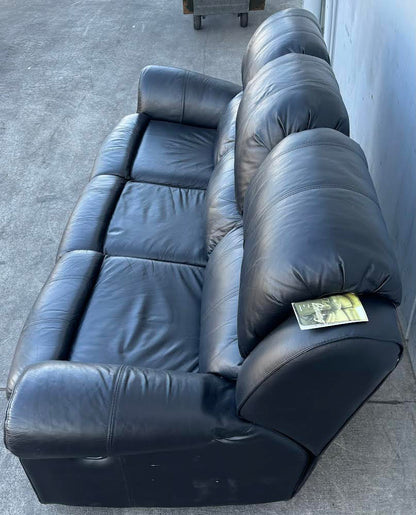 Black Leather 3 Seat Recliner Sofa