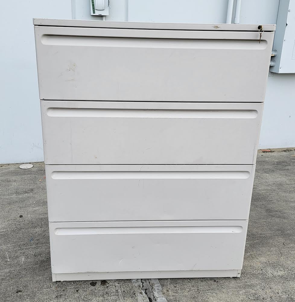 tan lateral file cabinet 4 drawer with keys – Pacific Thrift Store