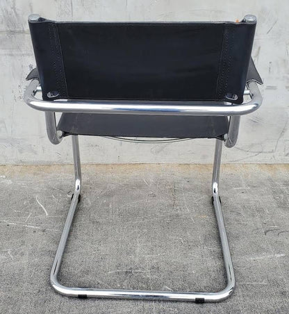 Italian metal and leather office/dining armchair
