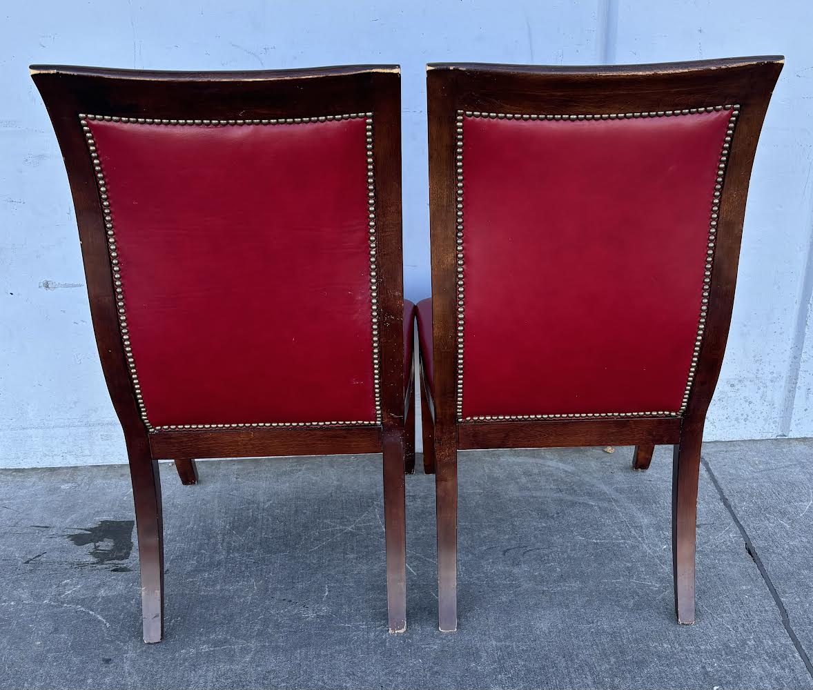 French Forties Deco Style Matching Chairs Red Leather Vintage