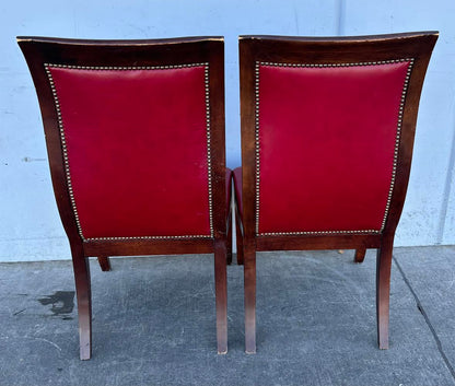 French Forties Deco Style Matching Chairs Red Leather Vintage