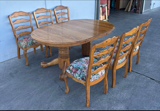 7 Piece Handcrafted Oak Dining Table