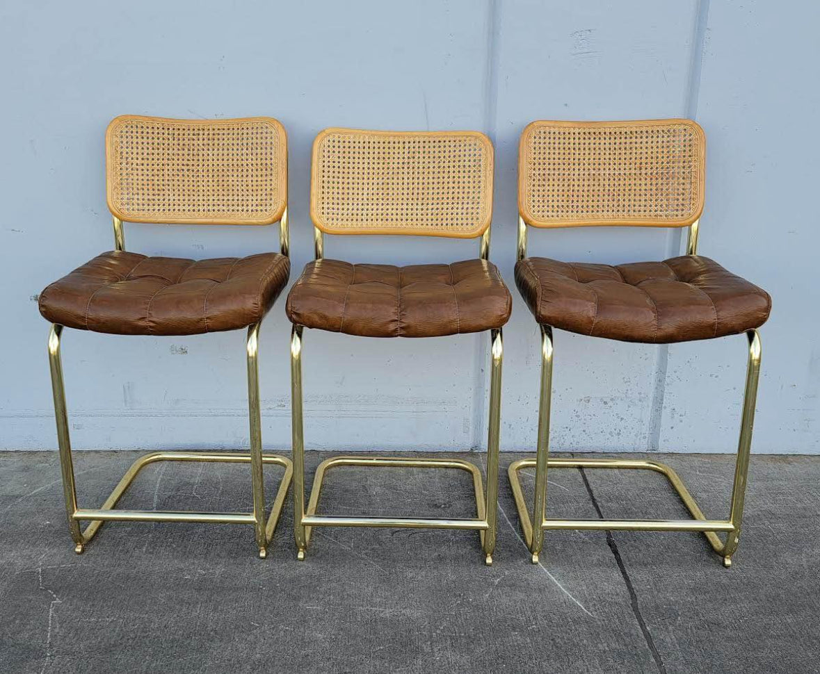 Bar/ counter stools wicker/cane/rattan back (3)