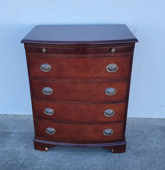 Dark wood mahogany Bombay style dresser/ chest of drawers/ nightstand with slide-out tray
