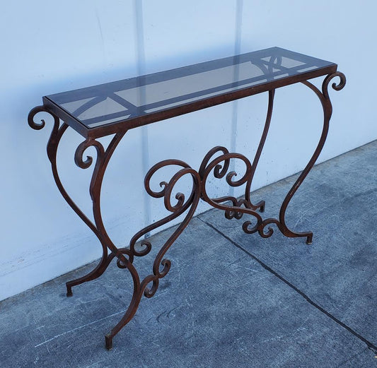 console/ hallway/sofa table wrought iron glass top