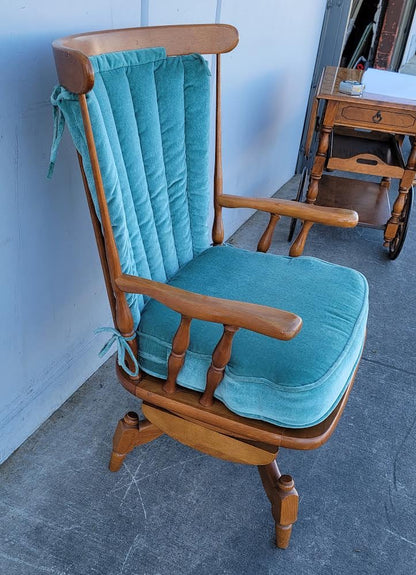 Antique/vintage blue cushion platform rocking chair