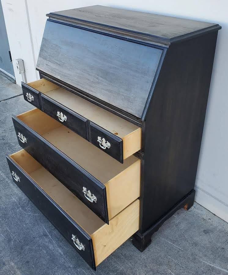 TFI antique/vintage black secretary desk with drawers