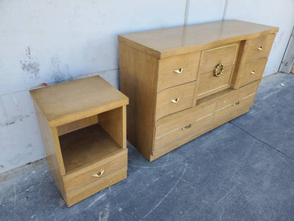 Light wood/blonde dresser and nightstand set