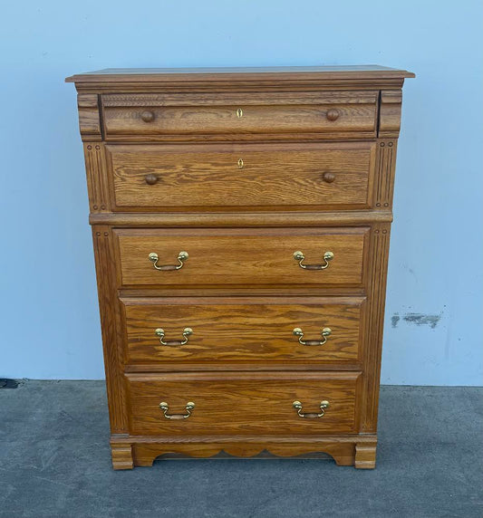 Highboy dresser cabinet light wood