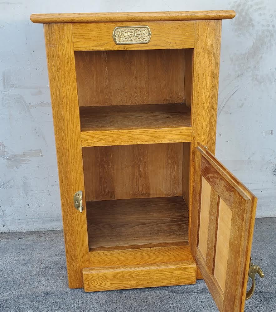 White Clad oak Ice Box/ nightstand /end/ side table storage cabinet