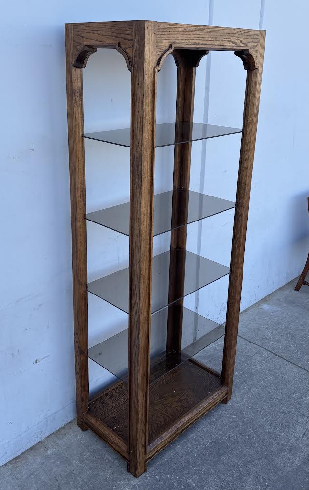 Vintage Wood Glass Curio Cabinet Display Shelves