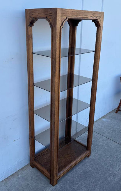 Vintage Wood Glass Curio Cabinet Display Shelves