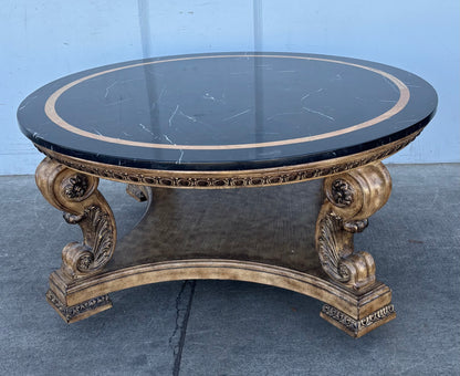 Black marble coffee table antique/ vintage
