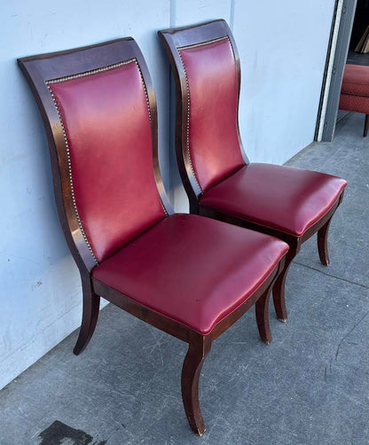 French Forties Deco Style Matching Chairs Red Leather Vintage